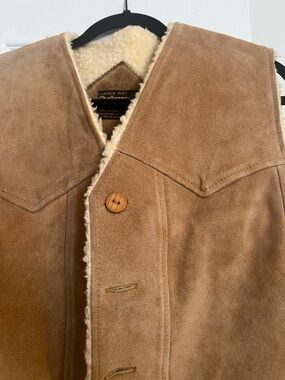 Shearling-Lined Suede Vest in Camel